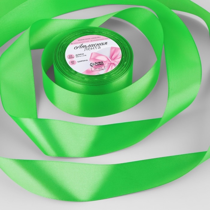 Лента атласная, 40 мм × 23 ± 1 м, цвет зелёный №130 Лента атласная, 40 мм × 23 ± 1 м, цвет зелёный №130