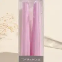 Набор свечей, 3.5х23 см, 2 шт "Башня" светло-розовый 4х9,5х25 см