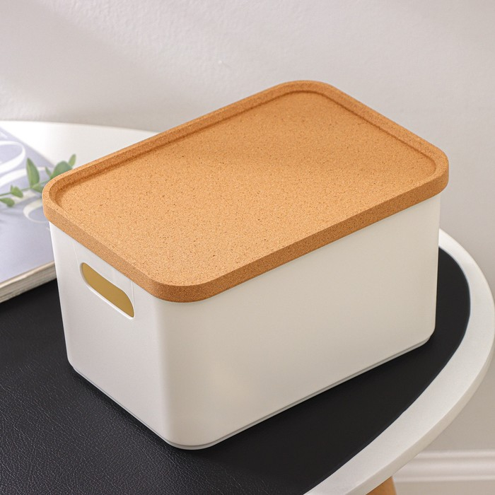 Корзина для хранения с крышкой Korely maxi, 2,4 л, 23,5×16,5×13,5 см, цвет слоновая кость Корзина для хранения с крышкой Korely maxi, 2,4 л, 23,5×16,5×13,5 см, цвет слоновая кость