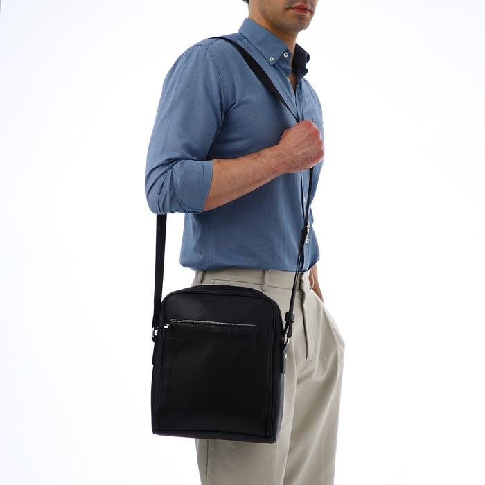 Сумка мужская через плечо TEXTURA, искусственная кожа, цвет чёрный Сумка мужская через плечо TEXTURA, искусственная кожа, цвет чёрный