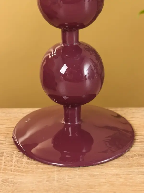 Подсвечник на 1 свечу текстурный  Подсвечник на 1 свечу текстурный "Баклажановый" с 3 сферами 10х10х25 см