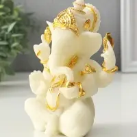 Фигурка песчаник &laquo;Ганеша - мудрость и благополучие&raquo;, белый с золотом, 8&times;13&times;18.5 см