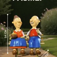 Садовая фигура из полистоуна «Бабка с дедкой», 54×48×22 см