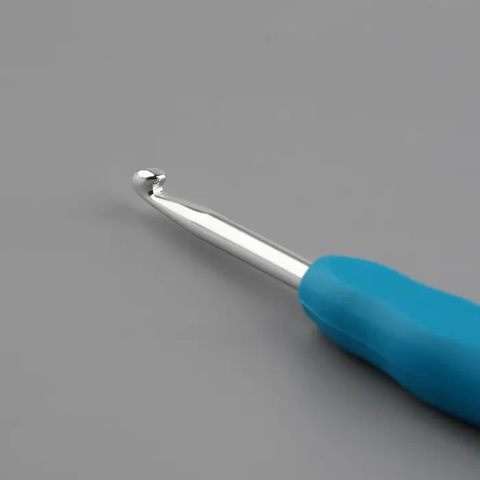 Крючок для вязания, с силиконовой ручкой, d=4 мм, 14 см, голубой Крючок для вязания, с силиконовой ручкой, d=4 мм, 14 см, голубой