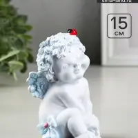 Фигурка гипс &laquo;Ангелочек с божьей коровкой&raquo;, белый, 8.5&times;10&times;14 см