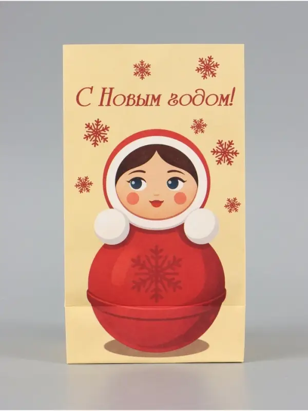 Пакет без ручек  &laquo;С Новым годом&raquo;, неваляшка, 10 &times; 19,5 &times; 7 см