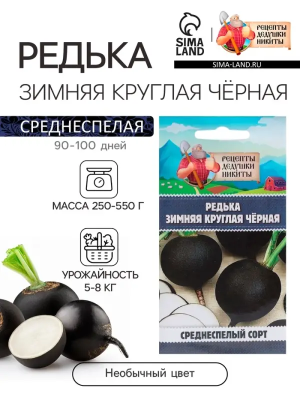Семена Редька  Семена Редька "Зимняя круглая чёрная", среднеспелая, 1 г