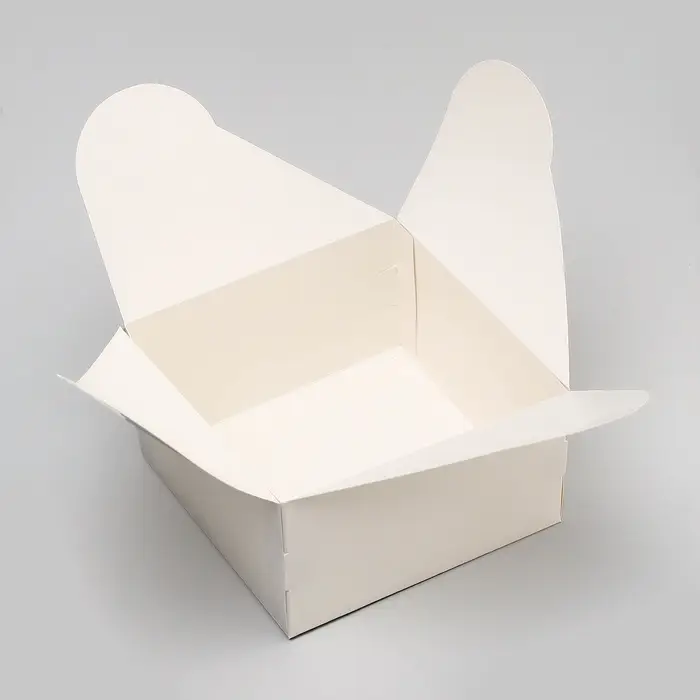 Коробка кондитерская под бенто - торт без окна, белая, 14&times;14&times;8 см