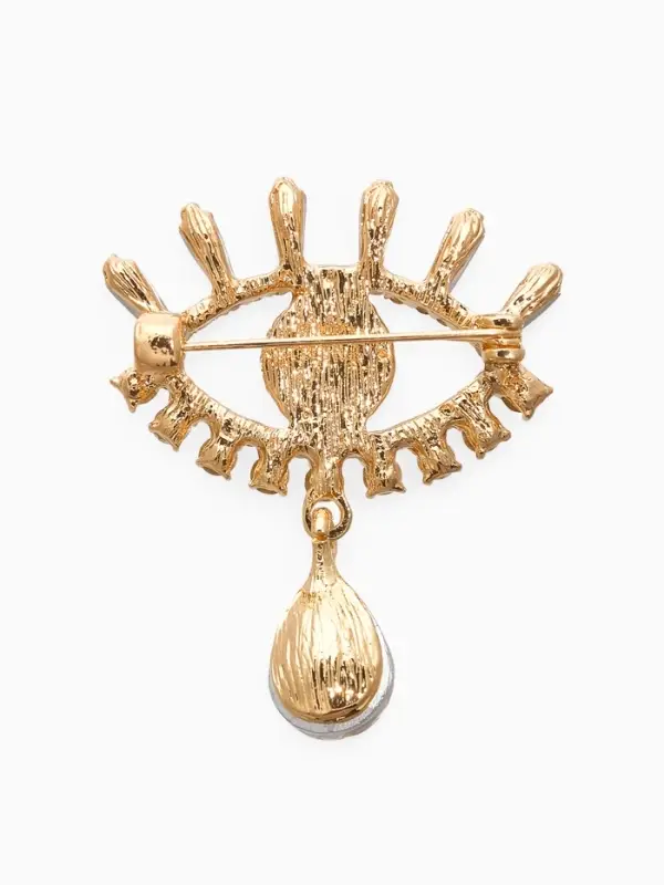 Брошь-оберг "Глаз", цвет бело-сний в золоте