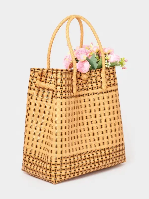 Сумка плетёная, 40&times;20&times;55 см, пластик, бежевая