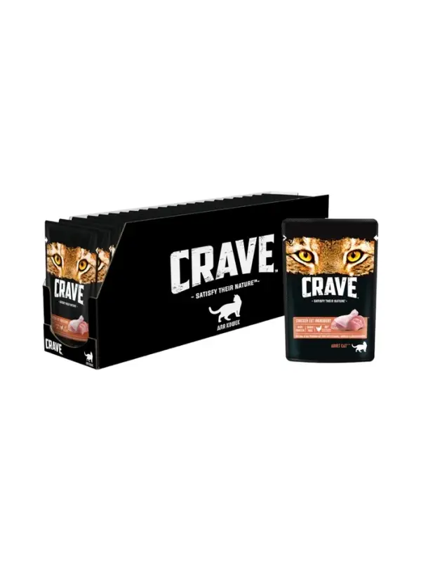 Влажный корм Crave для кошек, пауч курица в желе 70г Влажный корм Crave для кошек, пауч курица в желе 70г