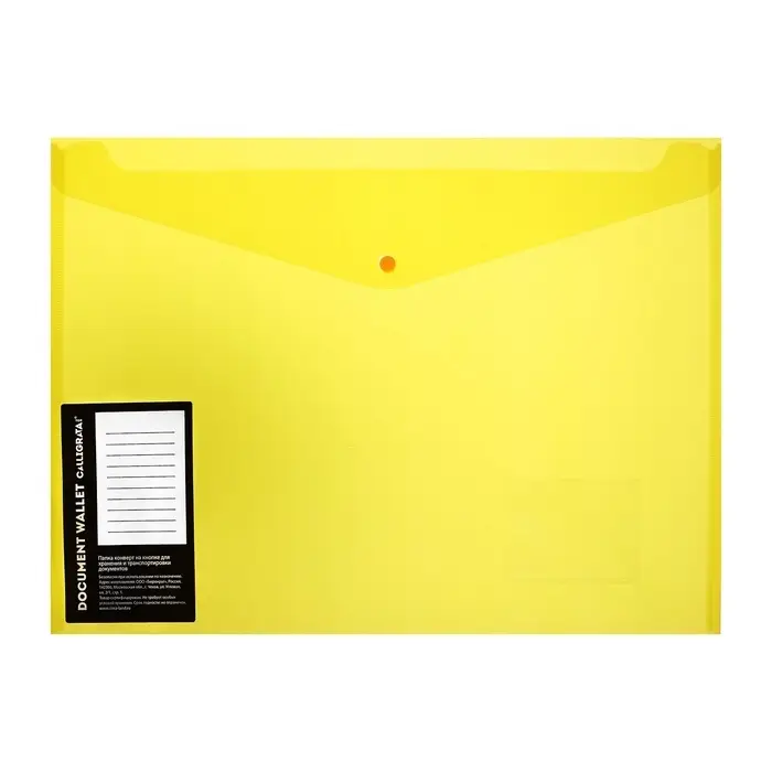 Папка-конверт на кнопке А3, 180 мкм, Calligrata, с карманом под визитку, МИКС