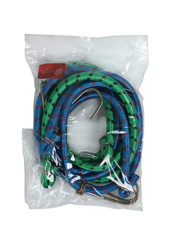 Резинка для крепления багажа TORSO, 80 см, d=8 мм, металлические крючки, МИКС, набор 2 шт.