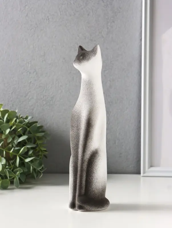Фигура керамика &laquo;Кот Египетский&raquo;, 25 см, белый с чёрным