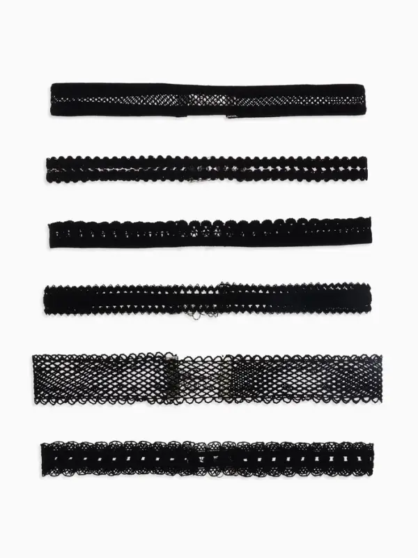 Чокер &laquo;Ассорти&raquo;, ажур, набор 6 шт. чёрный, 30.5 см
