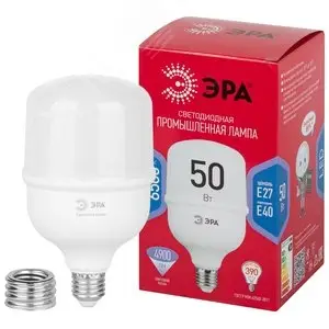 Лампа светодиодная LED 50 Вт 4900Лм 6500К T100 холодный E27/E40 (переходник) 150-275В LED POWER T100-50W-6500-E27/E40 Red Line