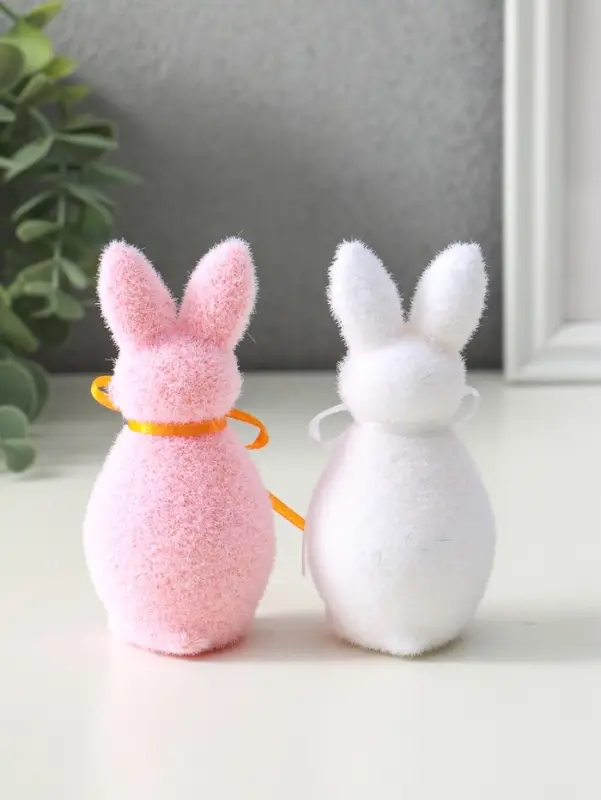 Декор пасхальный Декор пасхальный "Два кролика с бантиками" набор 2 шт 4х4,5х10,5 см