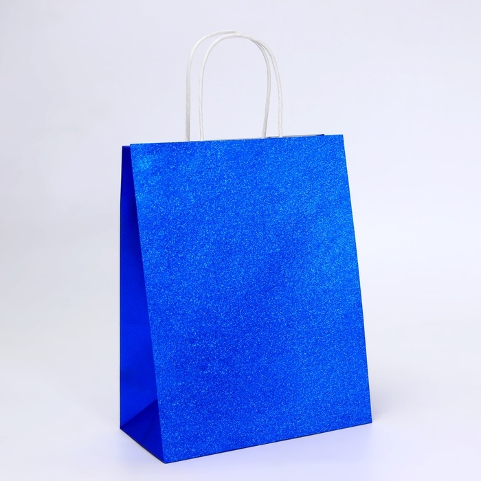 Пакет подарочный бумажный с глиттером синий, 21 х 11 х 27 см Пакет подарочный бумажный с глиттером синий, 21 х 11 х 27 см