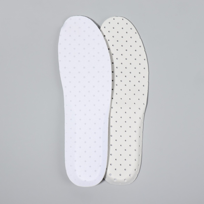 Стельки для обуви, универсальные, дышащие, р-р RU до 44 (р-р Пр-ля до 46), 28 см, пара, белые Стельки для обуви, универсальные, дышащие, р-р RU до 44 (р-р Пр-ля до 46), 28 см, пара, белые