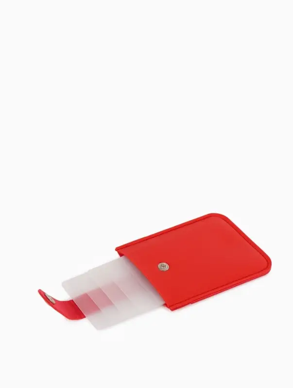 Картхолдер 7,9*0,5*10,3 см, 5 карт, на кнопке, красный