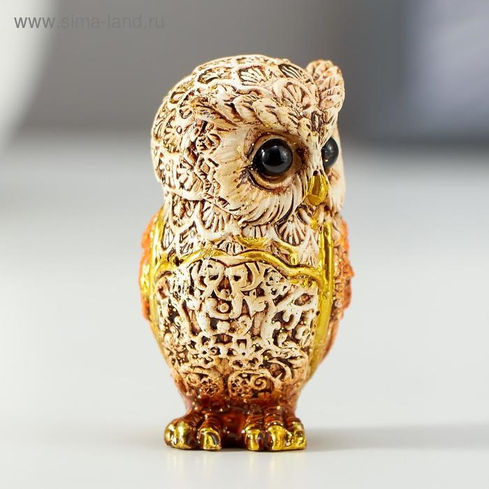 Сувенир полистоун Сувенир полистоун "Филин беж с оранжевыми крыльями" МИКС 5х2,8х3 см