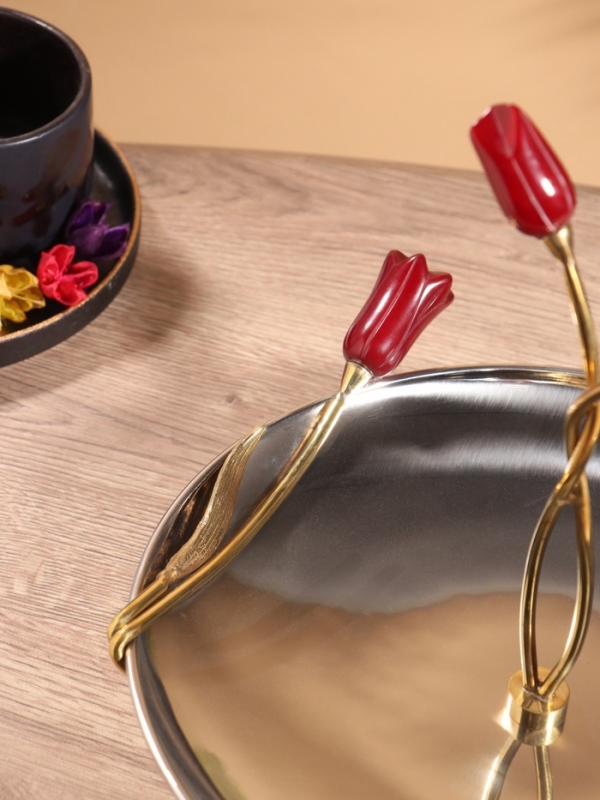 Подставка для пирожных "Три тюльпана" нержавеющая сталь 25,5х24х28 см