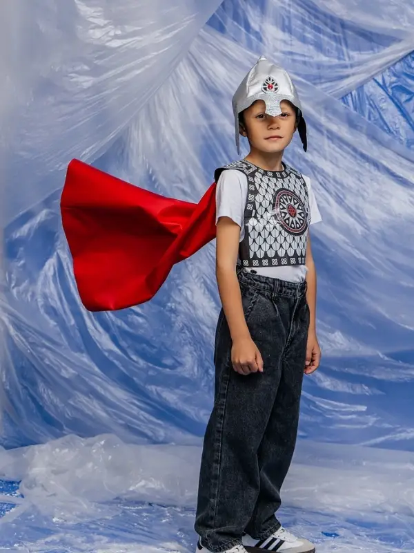 Карнавальный костюм детский «Богатырь Добрыня»: болеро, жилет, шлем, р. 110-122 Карнавальный костюм детский «Богатырь Добрыня»: болеро, жилет, шлем, р. 110-122