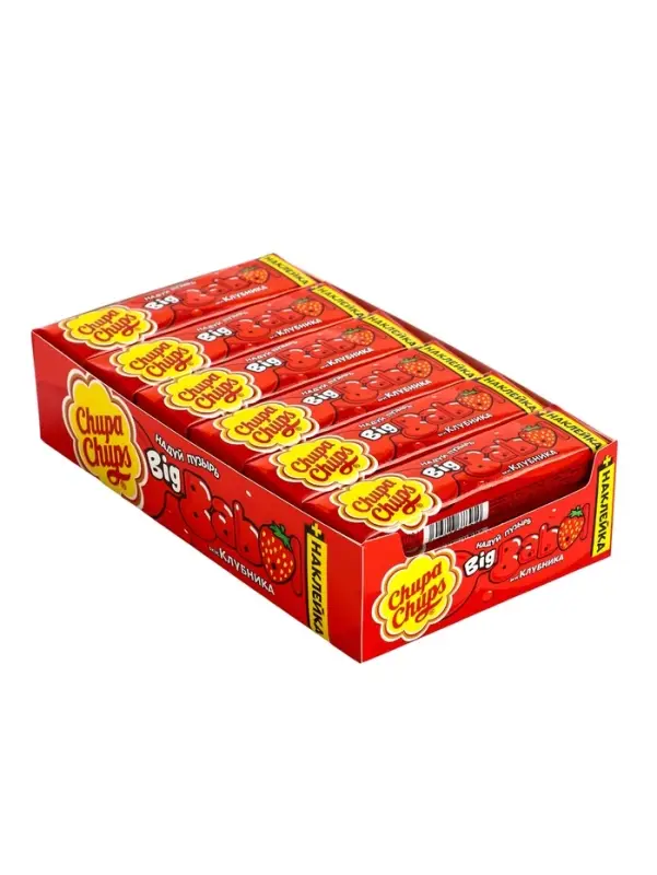 Жевательная резинка Chupa-Chups big babol клубника, 20 г Жевательная резинка Chupa-Chups big babol клубника, 20 г