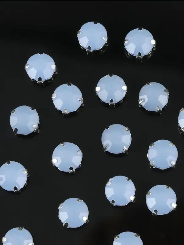 Стразы пришивные «Шатон», круглые, в цапах, d=10 мм, 20 шт., голубые