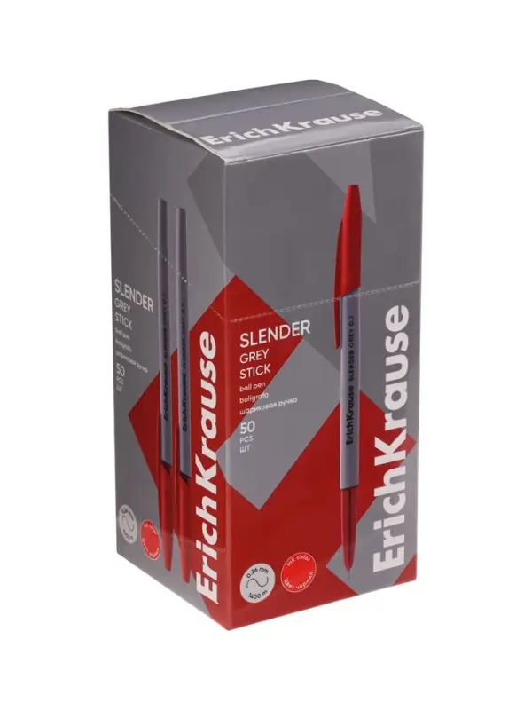 Ручка шариковая ErichKrause Slender Stick Grey, Super Glide, 0.7 мм, красная Ручка шариковая ErichKrause Slender Stick Grey, Super Glide, 0.7 мм, красная