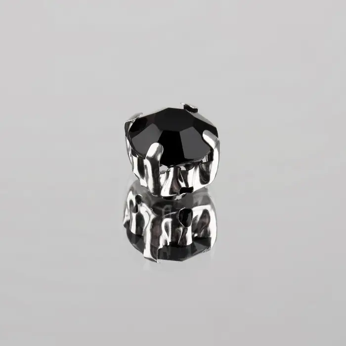 Стразы пришивные «Шатон», круглые, в оправе, d=8 мм, 20 шт., чёрные