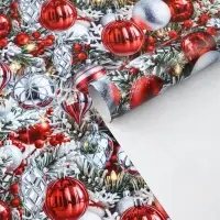 Бумага упаковочная новогодняя глянцевая &laquo;Красные шары&raquo;, 70&times;100 см