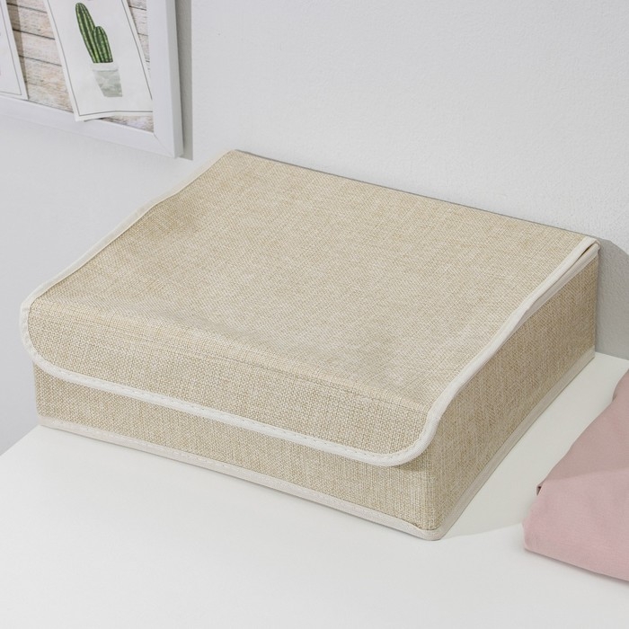 Органайзеры для хранения белья «Пастель», 3 шт, с крышкой, 31,5×25×10 см, цвет бежевый Органайзеры для хранения белья «Пастель», 3 шт, с крышкой, 31,5×25×10 см, цвет бежевый