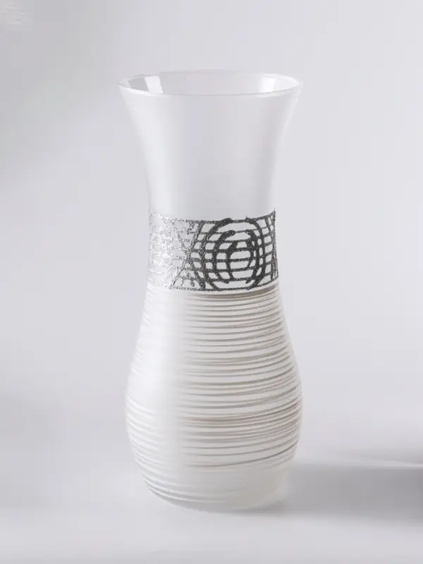 Ваза &laquo;Эридан. Белоснежный узор&raquo;, волна, h=26 см, стекло, белая