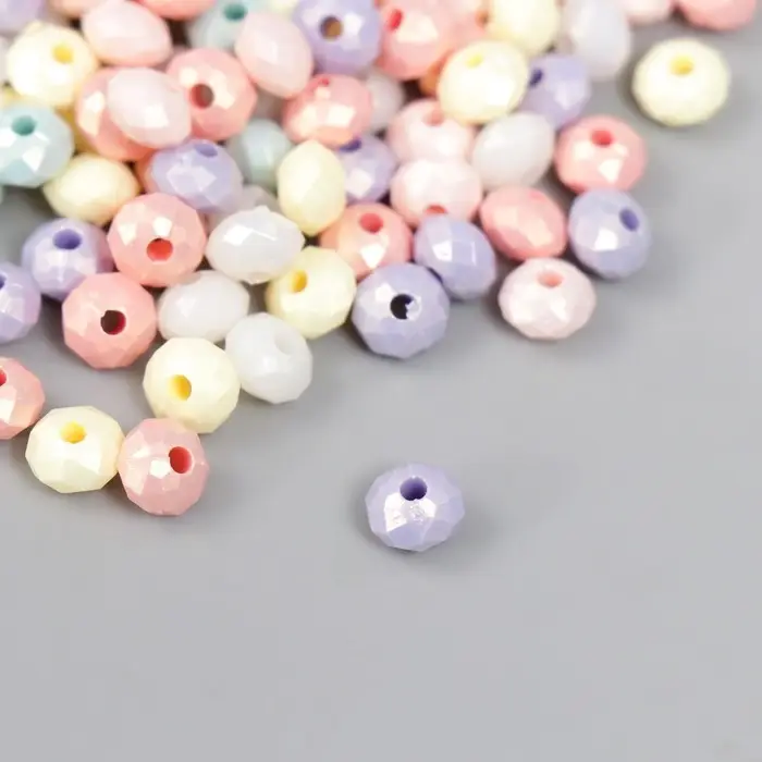 Бусины для творчества пластик Бусины для творчества пластик "Колечко кристалл с гранями" жемчужные н-р 20гр 0,4х0,6х0,6 см 78771