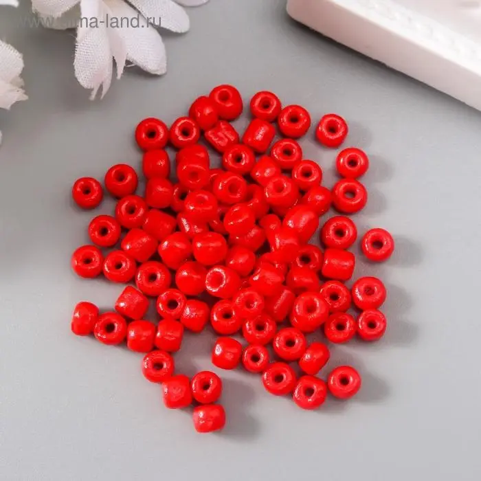Бисер круглый 6/0  Бисер круглый 6/0 "Красный" 20 гр
