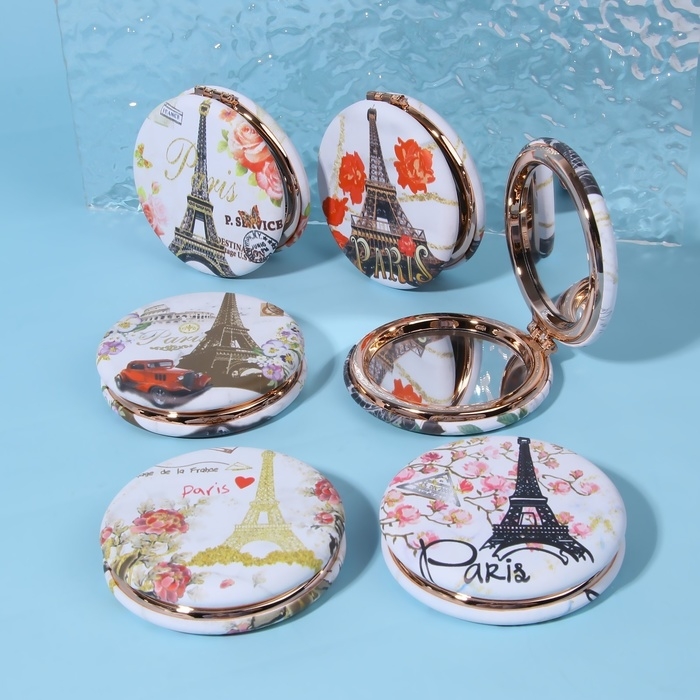 Зеркало складное «Париж», d = 7,5 см, с увеличением, искусственная кожа, рисунок МИКС Зеркало складное «Париж», d = 7,5 см, с увеличением, искусственная кожа, рисунок МИКС