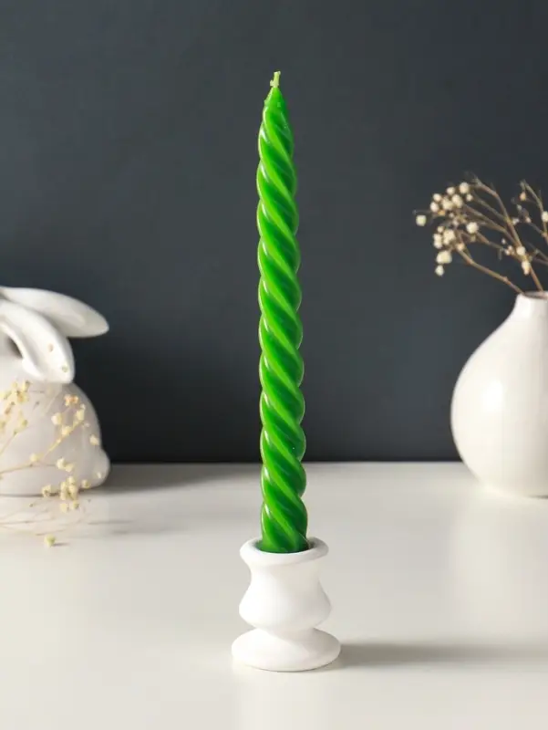 Набор свечей витых, 2.3&times;24.5 см, 5 ч, 50 г, 4 шт., т. зелёный, в подарочной коробке