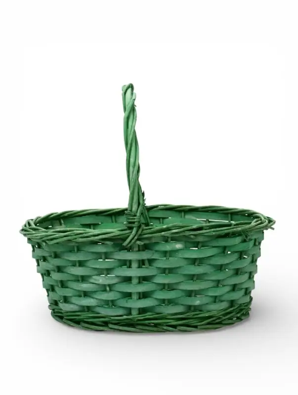 Корзина плетеная ива 28 х 20 х 11 см ручка 14 см, зеленый