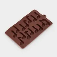 Форма для шоколада Доляна &laquo;Ноты&raquo;, силикон, 19.5&times;12&times;1 см, 15 ячеек (4.2&times;2.2 см), коричневый