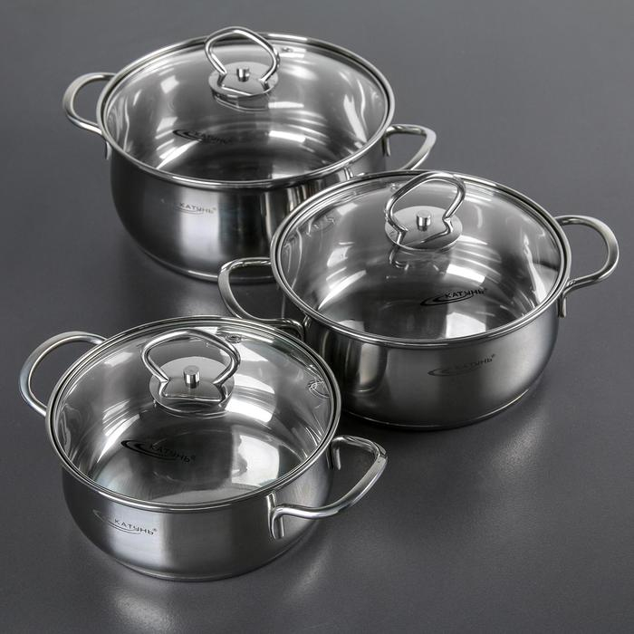 Набор кастрюль «Лира», 3 предмета: 1,6 л, 2,2 л, 3,2 л, стеклянные крышки, капсульное дно, индукция Набор кастрюль «Лира», 3 предмета: 1,6 л, 2,2 л, 3,2 л, стеклянные крышки, капсульное дно, индукция