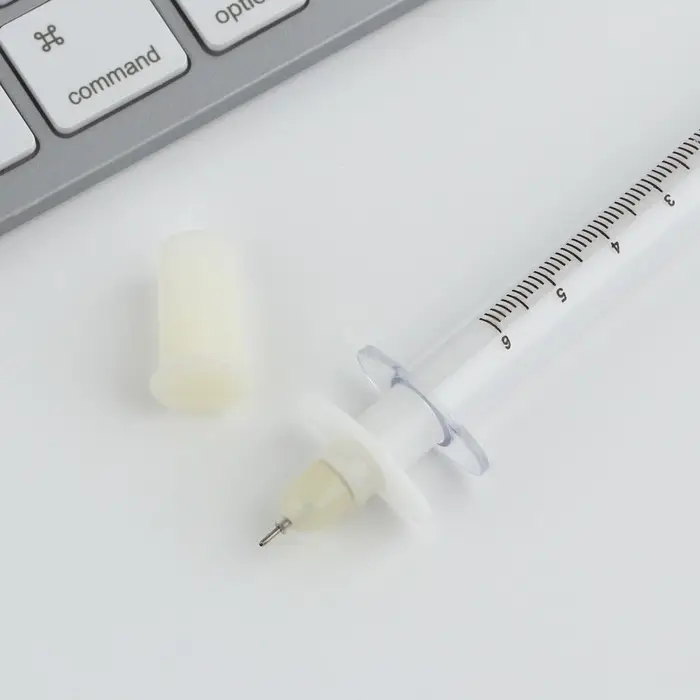 Ручка прикол шариковая синяя паста, шприц &laquo;Укол от всех проблем&raquo;, на подложке