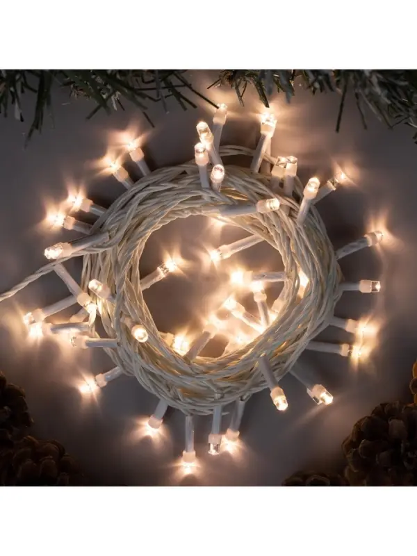 Гирлянда &laquo;Нить&raquo; 5 м, IP20, белая нить, 50 LED, свечение тёплое белое, 8 режимов, 220 В