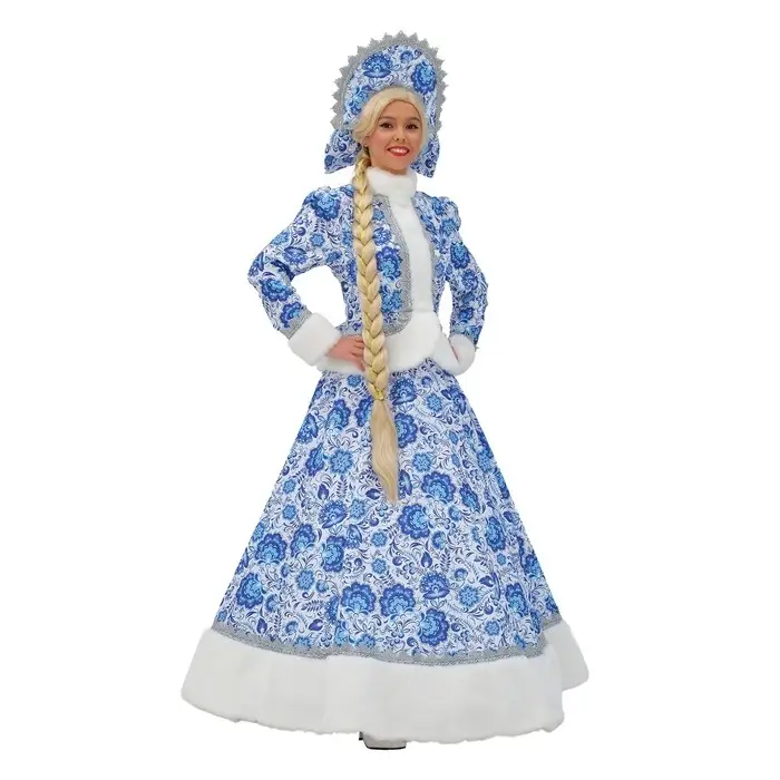 Костюм карнавальный «Снегурочка Купеческая», цвет синий, р. 48-50 Костюм карнавальный «Снегурочка Купеческая», цвет синий, р. 48-50