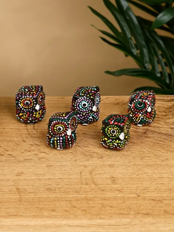 Набор сувенирный "Совушки" дерево Албезия (5 штук), 3 см