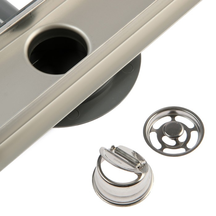 Трап ZEIN engr, c флaнцeм свободного вращ 360°, 7*60 см, d=40/50 мм, нерж сталь, сатин