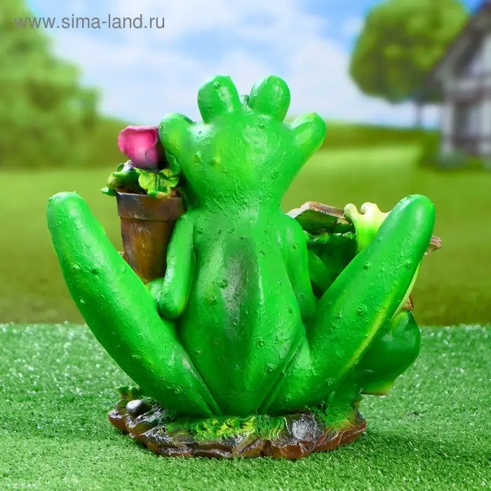 Садовая фигура из полистоуна &laquo;Лягушка с табличкой&raquo;, 29&times;19&times;30 см