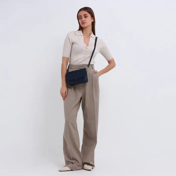 Сумка женская мессенджер на магните, 20&times;7&times;12 см, синяя