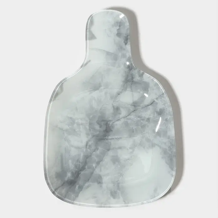 Менажница Доляна &laquo;Марбл белый&raquo;, 2 секции, 27&times;18&times;2 см, стекло, серая