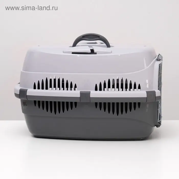 Переноска для животных до 12 кг &laquo;Пижон&raquo;, 49&times;33&times;32 см, металлическая дверь, пластик, серая